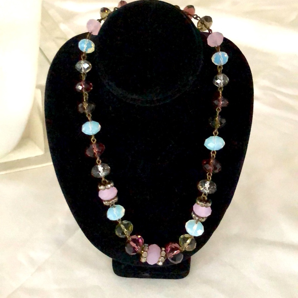 Vintage women necklace multi rhinestone colors